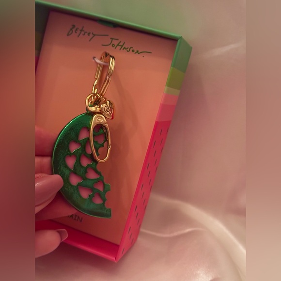 NIB Betsey Johnson Watermelon Slice Bag Charm Key Chain - Picture 3 of 7